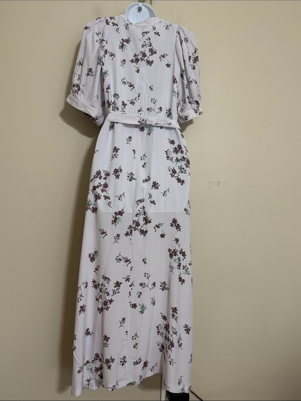 Ann Taylor Light gray  Floral Wrap Maxi Dress women M casual vacation office - Picture 7 of 12